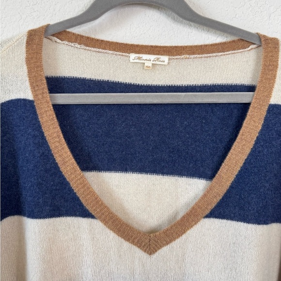 MINNIE ROSE 100% Cashmere XS/S Short Dolman Sleeve Striped Oversized Sweater - Picture 4 of 8